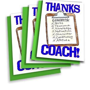 Pack of Three Thanks Coach Greeting Card Set